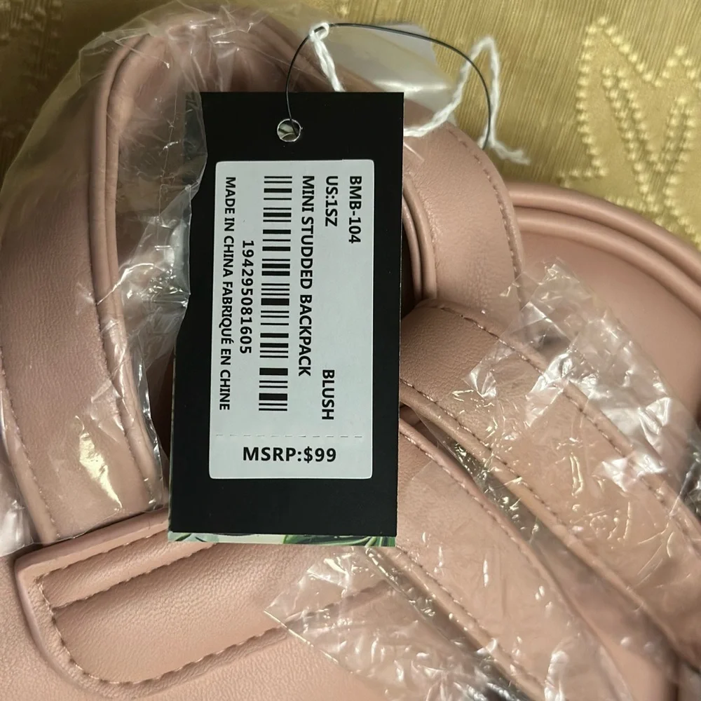 Badgley Mischka Pink Quilted Backpack - Picture 3 of 3